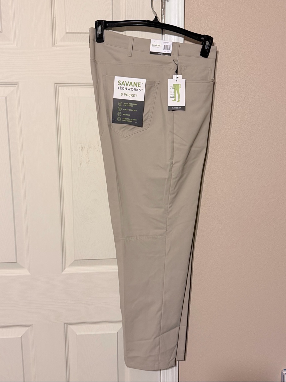 Savane Men’s TechWorks 5-Pocket Pants — Light Khaki